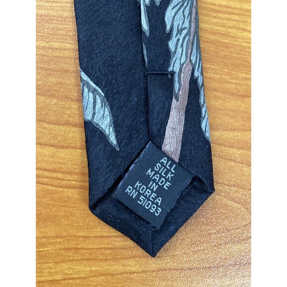 Tropicals by Tango Black w/ Seaplane & Palm Trees Theme 100% Silk Tie Necktie - Picture 4 of 5